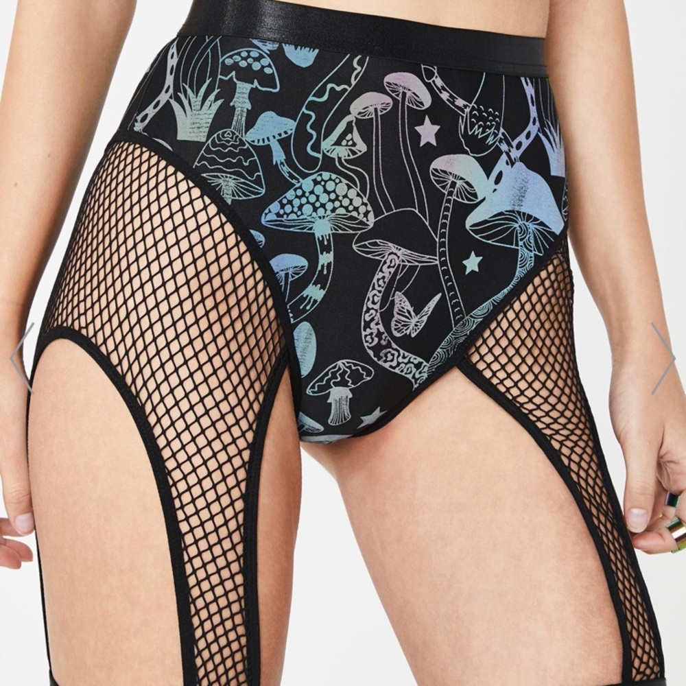 DOLLS KILL Club Exx M Cyber Garden Refective Chaps